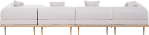 Meridian Furniture Laguna Five Piece Modular Outdoor Sectional Teak Aluminum Frame Olefin Fabric Patio 55036Beige-Sec5A