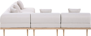 Meridian Furniture Laguna Five Piece Outdoor Modular Sectional Teak Aluminum Frame Olefin Fabric Patio 55036Beige-Sec5B
