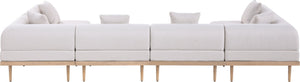 Meridian Furniture Laguna Six Piece Modular Outdoor Sectional Olefin Fabric Teak Aluminum Patio Set 55036Beige-Sec6D