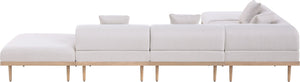 Meridian Furniture Laguna Six Piece Outdoor Modular Sectional Olefin Fabric Teak Aluminum Patio Set 55036Beige-Sec6E