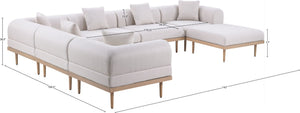 Meridian Furniture Laguna 7 Piece Modular Outdoor Sectional with Uv Resistant Olefin and Teak Frame 55036Beige-Sec7A