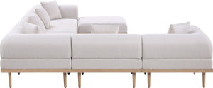 Meridian Furniture Laguna 7 Piece Modular Outdoor Sectional with Uv Resistant Olefin and Teak Frame 55036Beige-Sec7A