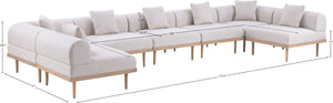 Meridian Furniture Laguna 7 Piece Modular Outdoor Sectional Olefin Fabric Teak Aluminum Patio Set 55036Beige-Sec7B