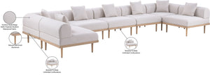 Meridian Furniture Laguna 7 Piece Modular Outdoor Sectional Olefin Fabric Teak Aluminum Patio Set 55036Beige-Sec7B