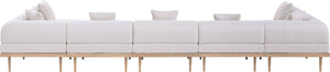 Meridian Furniture Laguna 7 Piece Modular Outdoor Sectional Olefin Fabric Teak Aluminum Patio Set 55036Beige-Sec7B