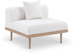 Meridian Furniture Laguna Modular Armless Patio Chair Olefin Fabric Teak Aluminum Frame Outdoor Sectional Cream 55036Cream-Armless