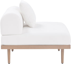 Meridian Furniture Laguna Modular Armless Patio Chair Olefin Fabric Teak Aluminum Frame Outdoor Sectional Cream 55036Cream-Armless