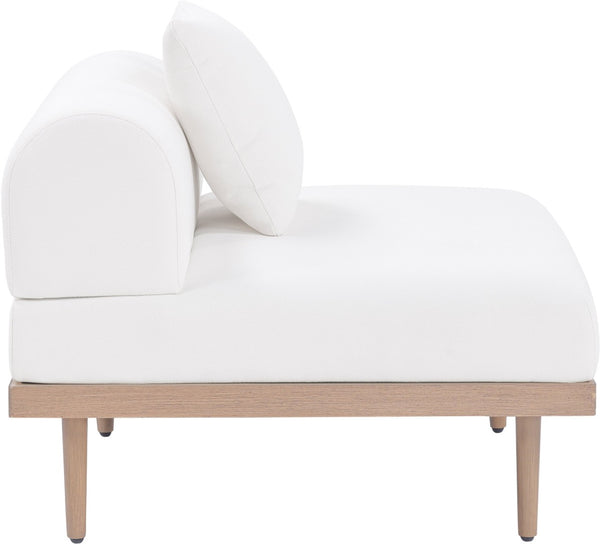 Meridian Furniture Laguna Modular Armless Patio Chair Olefin Fabric Teak Aluminum Frame Outdoor Sectional Cream 55036Cream-Armless