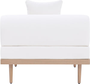 Meridian Furniture Laguna Modular Armless Patio Chair Olefin Fabric Teak Aluminum Frame Outdoor Sectional Cream 55036Cream-Armless