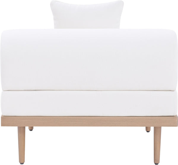 Meridian Furniture Laguna Modular Armless Patio Chair Olefin Fabric Teak Aluminum Frame Outdoor Sectional Cream 55036Cream-Armless