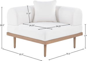 Meridian Furniture Laguna Modular Corner Patio Chair Uv Resistant Cushions Teak Aluminum Outdoor Sectional Seating Cream 55036Cream-Corner