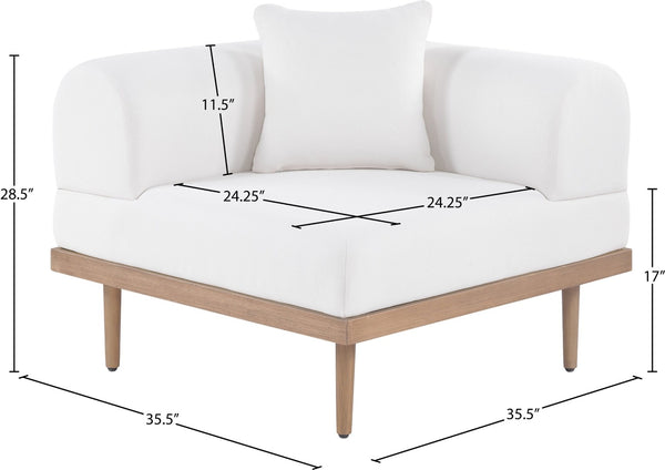 Meridian Furniture Laguna Modular Corner Patio Chair Uv Resistant Cushions Teak Aluminum Outdoor Sectional Seating Cream 55036Cream-Corner