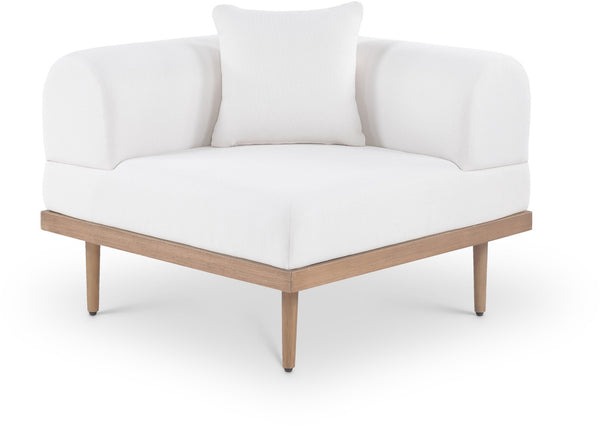 Meridian Furniture Laguna Modular Corner Patio Chair Uv Resistant Cushions Teak Aluminum Outdoor Sectional Seating Cream 55036Cream-Corner