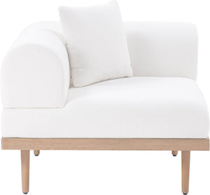 Meridian Furniture Laguna Modular Corner Patio Chair Uv Resistant Cushions Teak Aluminum Outdoor Sectional Seating Cream 55036Cream-Corner
