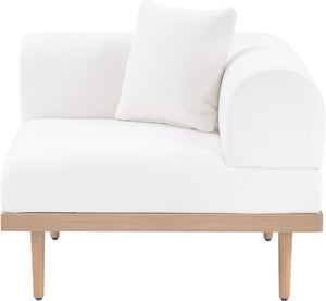 Meridian Furniture Laguna Modular Corner Patio Chair Uv Resistant Cushions Teak Aluminum Outdoor Sectional Seating Cream 55036Cream-Corner