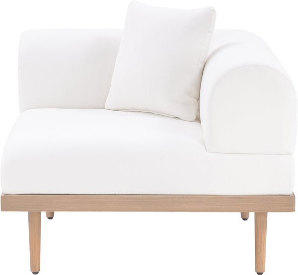 Meridian Furniture Laguna Modular Corner Patio Chair Uv Resistant Cushions Teak Aluminum Outdoor Sectional Seating Cream 55036Cream-Corner