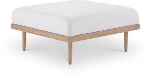 Meridian Furniture Laguna Outdoor Modular Ottoman Olefin Fabric Teak Frame Uv Resistant Poolside Lounge 55036Cream-Ott
