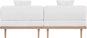 Meridian Furniture Laguna Modular Outdoor Loveseat Teak Frame with Weather Resistant Cushions for Patio Seating Cream A 55036Cream-S2A