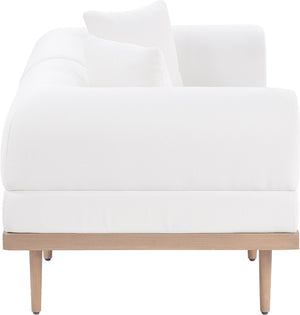 Meridian Furniture Laguna Modular Outdoor Loveseat Teak Frame with Weather Resistant Cushions for Patio Seating Cream B 55036Cream-S2B