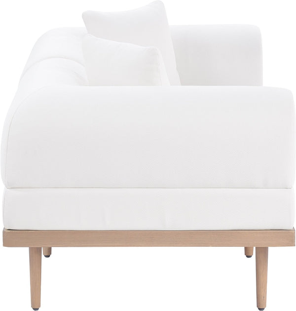 Meridian Furniture Laguna Modular Outdoor Loveseat Teak Frame with Weather Resistant Cushions for Patio Seating Cream B 55036Cream-S2B