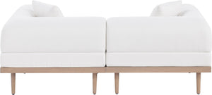 Meridian Furniture Laguna Modular Outdoor Loveseat Teak Frame with Weather Resistant Cushions for Patio Seating Cream B 55036Cream-S2B