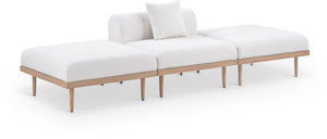 Meridian Furniture Laguna Modular Outdoor Sofa with Olefin Fabric and Teak Finish Aluminum Frame 55036Cream-S3C