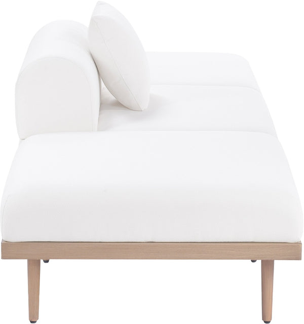 Meridian Furniture Laguna Modular Outdoor Sofa with Olefin Fabric and Teak Finish Aluminum Frame 55036Cream-S3C