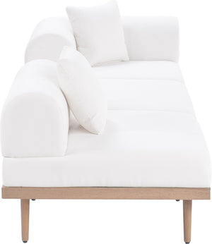Meridian Furniture Laguna 3 Piece Modular Outdoor Sofa Olefin Fabric Teak Frame Patio Sectional 55036Cream-S3D