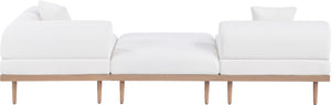 Meridian Furniture Laguna 3 Piece Modular Outdoor Sofa Olefin Fabric Teak Frame Patio Sectional 55036Cream-S3D