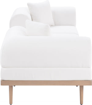 Meridian Furniture Laguna Modular Outdoor Patio Sofa Olefin Fabric Teak Frame Uv Resistant Seating 55036Cream-S3E