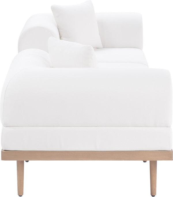 Meridian Furniture Laguna Modular Outdoor Patio Sofa Olefin Fabric Teak Frame Uv Resistant Seating 55036Cream-S3E