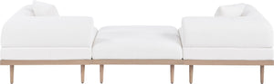Meridian Furniture Laguna Modular Outdoor Patio Sofa Olefin Fabric Teak Frame Uv Resistant Seating 55036Cream-S3E