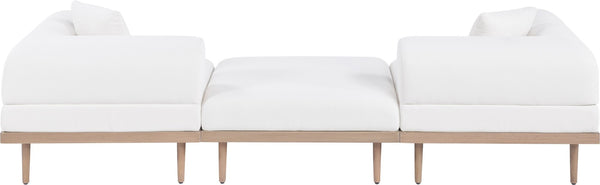 Meridian Furniture Laguna Modular Outdoor Patio Sofa Olefin Fabric Teak Frame Uv Resistant Seating 55036Cream-S3E
