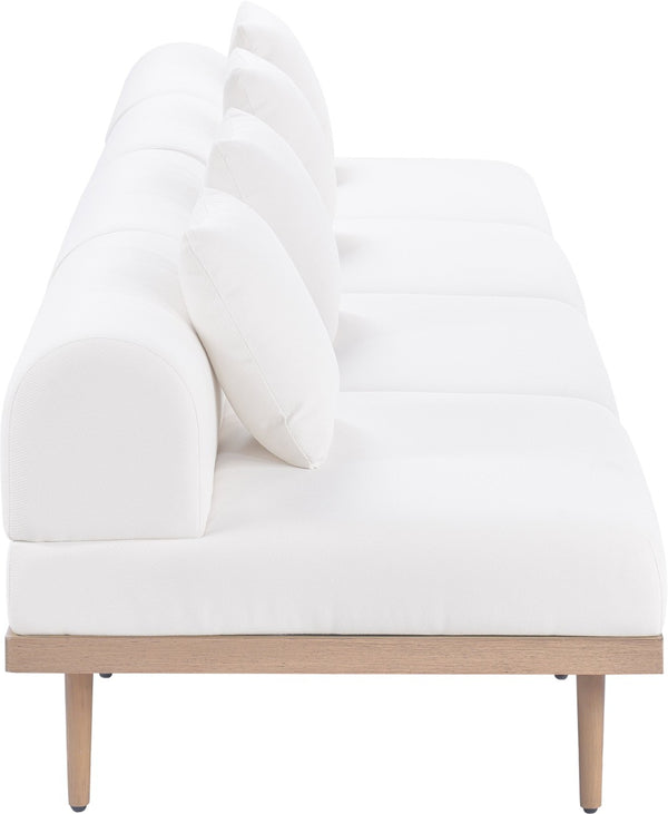 Meridian Furniture Laguna Four Piece Modular Outdoor Sectional with Teak Aluminum Frame and Olefin Fabric 55036Cream-S4A