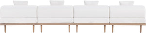 Meridian Furniture Laguna Four Piece Modular Outdoor Sectional with Teak Aluminum Frame and Olefin Fabric 55036Cream-S4A