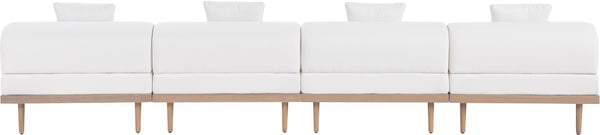 Meridian Furniture Laguna Four Piece Modular Outdoor Sectional with Teak Aluminum Frame and Olefin Fabric 55036Cream-S4A
