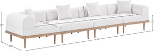 Meridian Furniture Laguna Modular Outdoor Sectional Sofa Teak Frame Olefin Fabric Resort Patio Seating 55036Cream-S4B