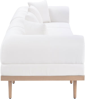 Meridian Furniture Laguna Modular Outdoor Sectional Sofa Teak Frame Olefin Fabric Resort Patio Seating 55036Cream-S4B