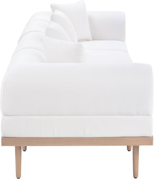 Meridian Furniture Laguna Modular Outdoor Sectional Sofa Teak Frame Olefin Fabric Resort Patio Seating 55036Cream-S4B