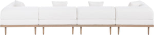 Meridian Furniture Laguna Modular Outdoor Sectional Sofa Teak Frame Olefin Fabric Resort Patio Seating 55036Cream-S4B