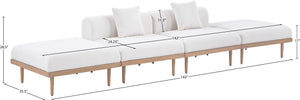 Meridian Furniture Laguna Modular Outdoor Sectional Sofa Olefin Fabric Teak Aluminum Patio Seating 55036Cream-S4C