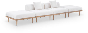 Meridian Furniture Laguna Modular Outdoor Sectional Sofa Olefin Fabric Teak Aluminum Patio Seating 55036Cream-S4C