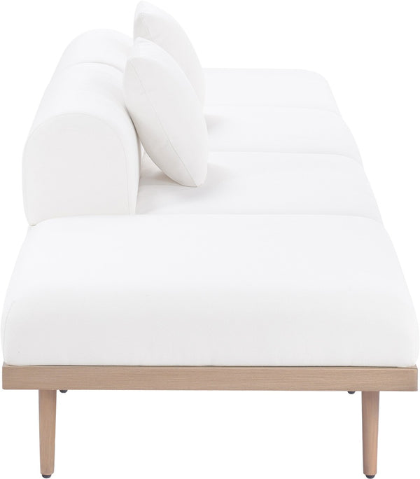 Meridian Furniture Laguna Modular Outdoor Sectional Sofa Olefin Fabric Teak Aluminum Patio Seating 55036Cream-S4C