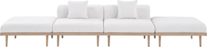 Meridian Furniture Laguna Modular Outdoor Sectional Sofa Olefin Fabric Teak Aluminum Patio Seating 55036Cream-S4C
