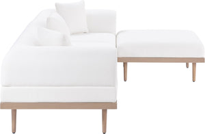 Meridian Furniture Laguna Resort Style Modular Outdoor Sectional with Olefin Fabric Teak Frame Patio 55036Cream-Sec4A