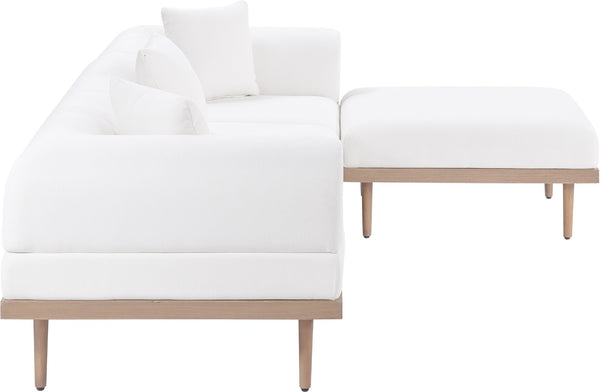 Meridian Furniture Laguna Resort Style Modular Outdoor Sectional with Olefin Fabric Teak Frame Patio 55036Cream-Sec4A