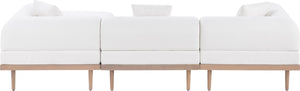 Meridian Furniture Laguna Resort Style Modular Outdoor Sectional with Olefin Fabric Teak Frame Patio 55036Cream-Sec4A