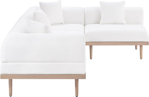 Meridian Furniture Laguna 4 Piece Modular Outdoor Sectional Olefin Fabric Teak Frame Resort Patio Set 55036Cream-Sec4B