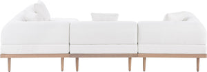 Meridian Furniture Laguna 4 Piece Modular Outdoor Sectional Olefin Fabric Teak Frame Resort Patio Set 55036Cream-Sec4B