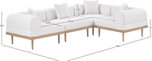 Meridian Furniture Laguna 4 Piece Modular Outdoor Sectional Olefin Fabric Teak Frame Patio Seating 55036Cream-Sec4C